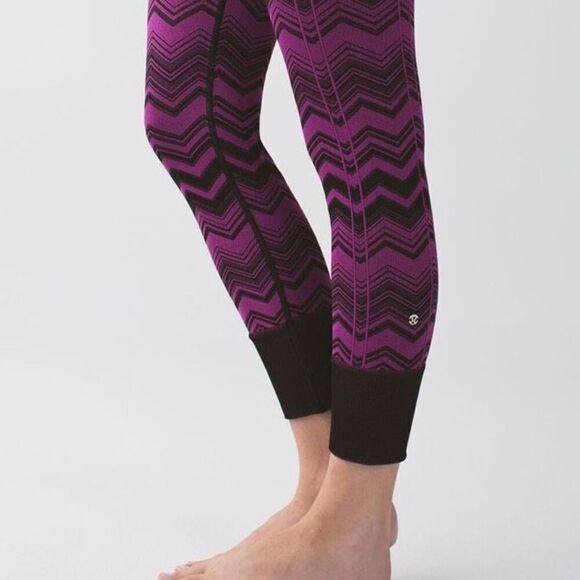 Lululemon Ebb To Street Pant Leggings Tight Heathered Regal Plum Size  6 Chevron - Picture 5 of 11